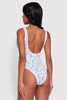 Womens Tropical Gingham Print One Piece Swimsuit, Multi, Size S