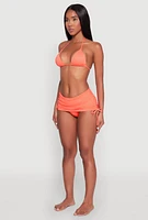 Womens Drawstring Side Swim Skirt, Orange, Size S