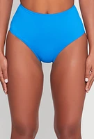 Womens Solid High Waist Bikini Bottoms, Blue,
