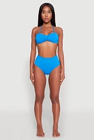 Womens Solid High Waist Bikini Bottoms, Blue, Size XL