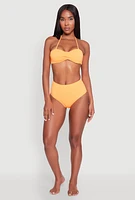Womens High Waisted Solid Bikini Bottoms, Orange,
