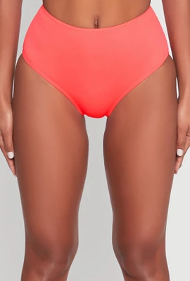 Womens High Waisted Bikini Bottoms, Orange, Size S