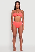 Womens High Waisted Bikini Bottoms, Orange, Size L