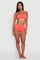 Womens High Waisted Bikini Bottoms, Orange, Size L