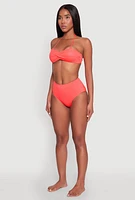 Womens High Waisted Bikini Bottoms, Orange, Size L