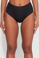 Womens Swim High Cut Bikini Bottoms, Black, Size L