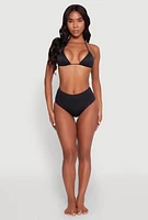Womens Swim High Cut Bikini Bottoms, Black, Size L