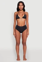 Womens Swim High Cut Bikini Bottoms, Black, Size L
