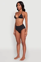 Womens Swim High Cut Bikini Bottoms, Black, Size L