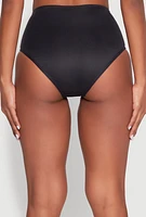 Womens Swim High Cut Bikini Bottoms, Black, Size L