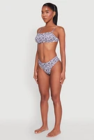 Womens Leaf Print Hipster Swim Bikini Bottoms, Multi,