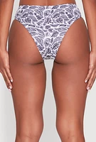 Womens Leaf Print Hipster Swim Bikini Bottoms, Multi,