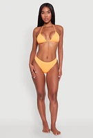 Womens High Leg Bikini Bottoms, Orange, Size L