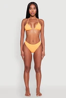 Womens High Leg Bikini Bottoms, Orange, Size L