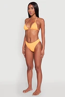 Womens High Leg Bikini Bottoms, Orange, Size L