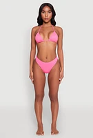 Womens High Cut Swim Bikini Bottoms, Pink,