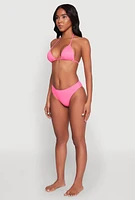 Womens High Cut Swim Bikini Bottoms, Pink,