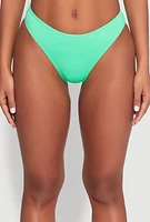 Womens Solid Swim Bikini Bottoms, Green, Size M