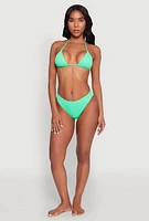 Womens Solid Swim Bikini Bottoms, Green, Size M