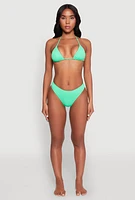 Womens Solid Swim Bikini Bottoms, Green, Size M