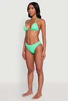 Womens Solid Swim Bikini Bottoms, Green, Size M