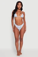 Womens Gingham Island Print Hipster Swim Bikini Bottoms, Blue, Size XL