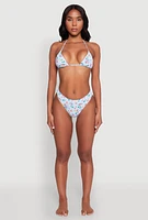 Womens Gingham Island Print Hipster Swim Bikini Bottoms, Blue, Size XL
