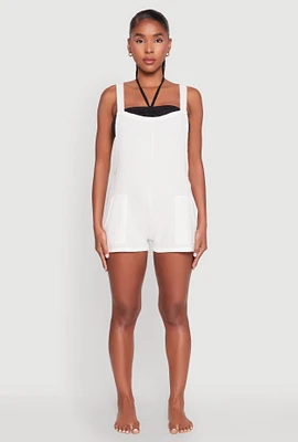 Womens Nicole Miller Gauze Knit Romper, White, Size XL