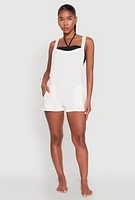 Womens Nicole Miller Gauze Knit Romper, White, Size XL