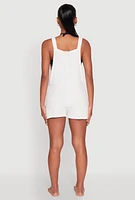 Womens Nicole Miller Gauze Knit Romper, White, Size XL