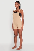 Womens Nicole Miller Gauze Knit Romper, Beige, Size S
