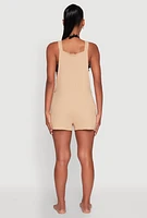 Womens Nicole Miller Gauze Knit Romper, Beige, Size S