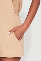 Womens Nicole Miller Gauze Knit Romper, Beige, Size S