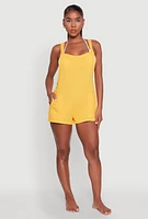 Womens Nicole Miller Gauze Knit Romper, Yellow, Size S