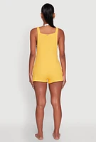 Womens Nicole Miller Gauze Knit Romper, Yellow, Size M