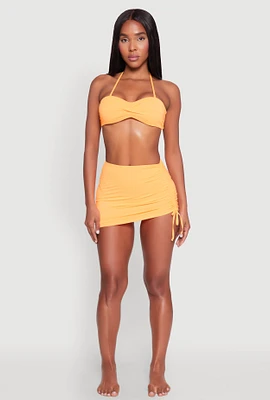 Womens Side Ruched Sarong Cover Up, Orange, Size XL