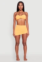 Womens Side Ruched Sarong Cover Up, Orange, Size XL