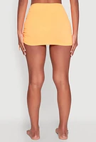 Womens Side Ruched Sarong Cover Up, Orange, Size XL