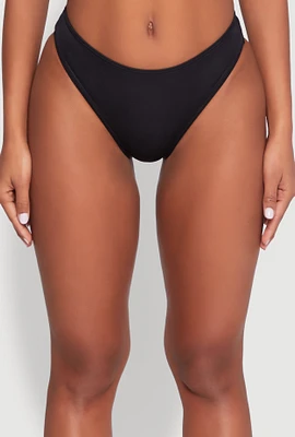 Womens Basic Hipster Swim Bikini Bottoms, Black, Size L