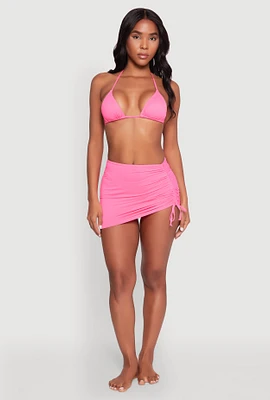 Womens Ruched Cover Up Skirt, Pink, Size S