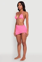 Womens Ruched Cover Up Skirt, Pink, Size S