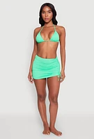 Womens Ruched Sarong Cover Up, Green, Size XL