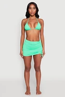 Womens Ruched Sarong Cover Up, Green, Size XL