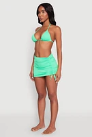 Womens Ruched Sarong Cover Up, Green, Size XL