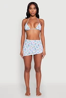 Womens Gingham Tropical Print Sarong Cover Up, Multi, Size L