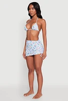 Womens Gingham Tropical Print Sarong Cover Up, Multi, Size L