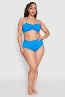 Womens Plus Convertible Twist Front Swim Bikini Top, Blue,