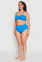 Womens Plus Convertible Twist Front Swim Bikini Top, Blue,
