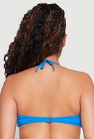 Womens Plus Convertible Twist Front Swim Bikini Top, Blue,
