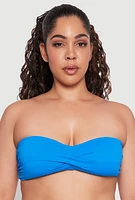 Womens Plus Convertible Twist Front Swim Bikini Top, Blue,